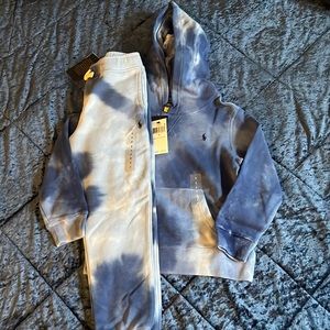 Blue tie dye polo sweatsuit